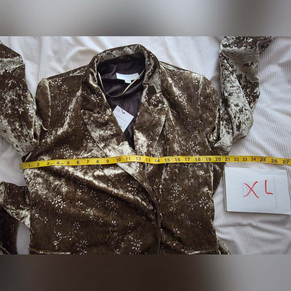 Zara METALLIC THREAD VELVET BLAZER WITH BELT Golden Zw Collection BLAZER ONLY - Picture 12 of 16